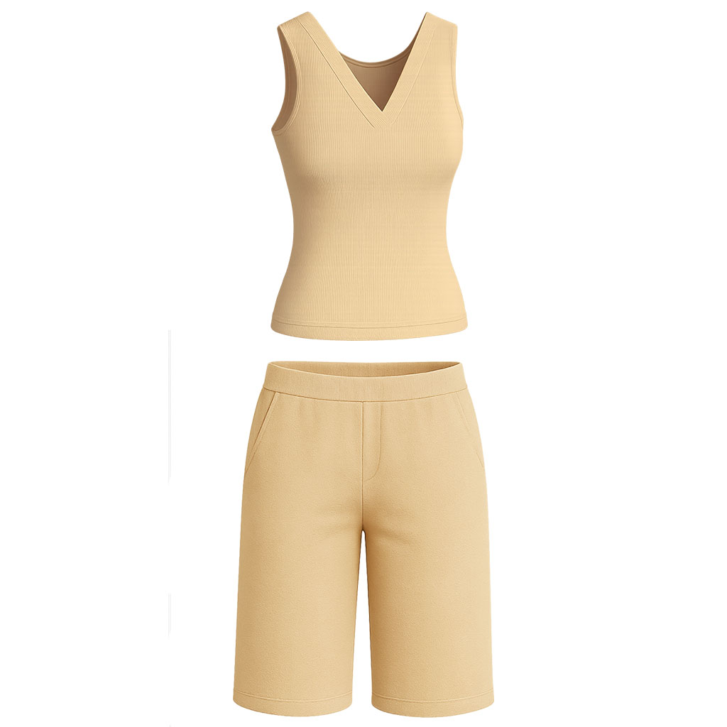 ست تاپ فانریپ و شلوارک جیبدار دلداده - Image 4