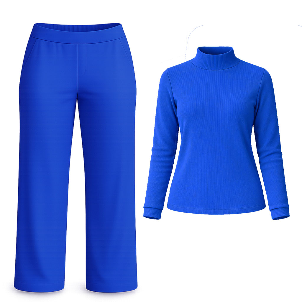 ست بلوز یقهاسکی فانریپ و شلوار نخپنبه دلداده - Image 2