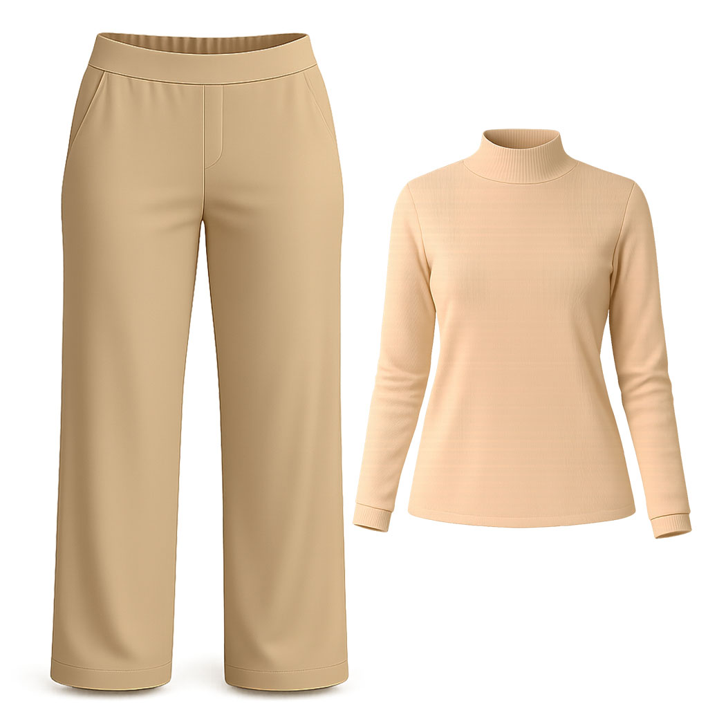 ست بلوز یقهاسکی فانریپ و شلوار نخپنبه دلداده - Image 3